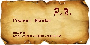 Pöpperl Nándor névjegykártya